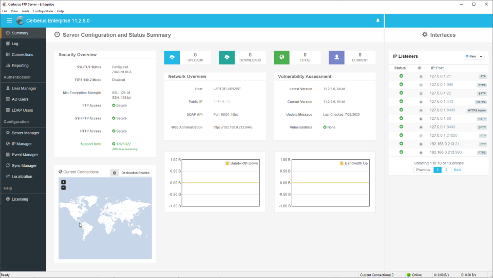 screenshot of Cerberus FTP Server